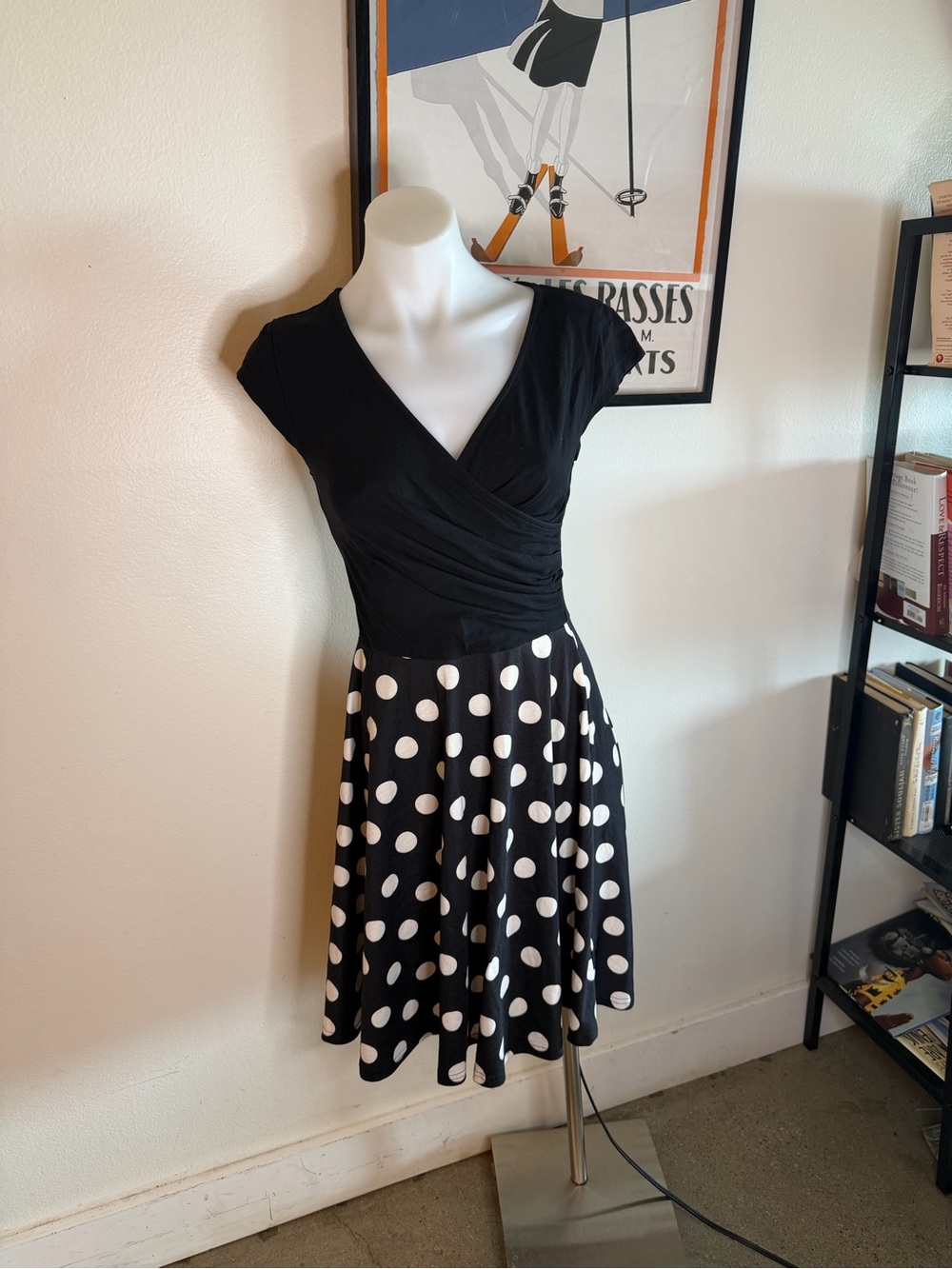 Black & White Polka Dot Fit-and-Flare Dress